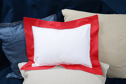 Hemstitch Baby Pillow 12x16" with Red border